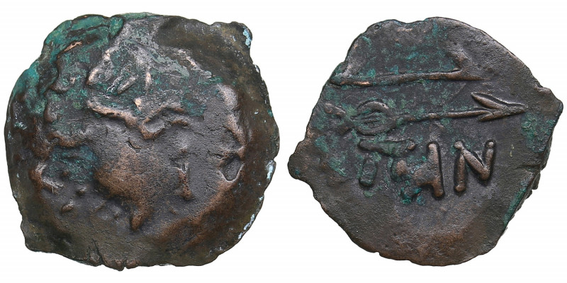 Bosporus Kingdom, Pantikapaion Æ obol ca. 275-245 BC
2.63g. 18mm. AU/AU Perisad ...