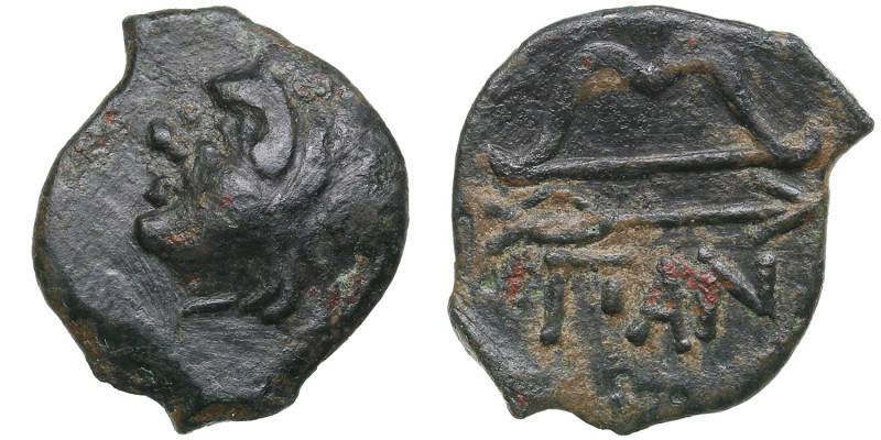Bosporus Kingdom, Pantikapaion Æ obol ca. 275-245 BC
1.63g. 17mm. VF/VF Perisad ...