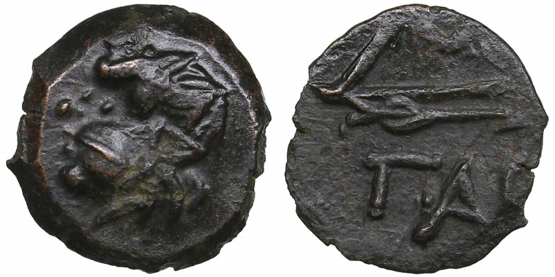 Bosporus Kingdom, Pantikapaion Æ obol ca. 275-245 BC
1.34g. 13mm. AU/AU Perisad ...