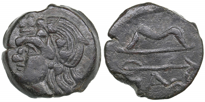 Bosporus Kingdom, Pantikapaion Æ obol ca. 275-245 BC
6.21g. 19mm. XF/XF Perisad ...