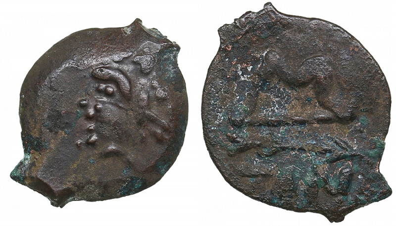 Bosporus Kingdom, Pantikapaion Æ obol ca. 275-245 BC
1.77g. 16mm. XF/XF Perisad ...