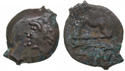 Bosporus Kingdom, Pantikapaion Æ obol ca. 275-245 BC
1.77g. 16mm. XF/XF Perisad II., 284-245 BC. Wreathed head of satyr left / Bow and arrow; ΠΑΝ belo...