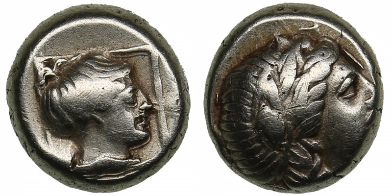 Lesbos, Mytilene 1/6 Stater - EL-Hekte c. 377-326 BC
2.53g. 10mm. VF/VF Laureate...