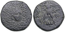 Pontos, Amisos Æ circa 85-65 BC
7.84g. 20mm. VF/VF Aegis / AMI-ΣOY, Nike advancing right, holding palm tied with fillet over left shoulder.
