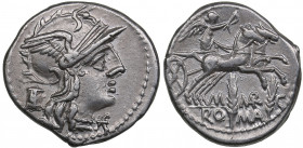 Roman Republic AR Denarius - Marcia. M. Marcius Mn. F. (148 BC)
3.85g. 21mm. AU/AU Very attractive lustrous specimen. Rome head to right between modiu...