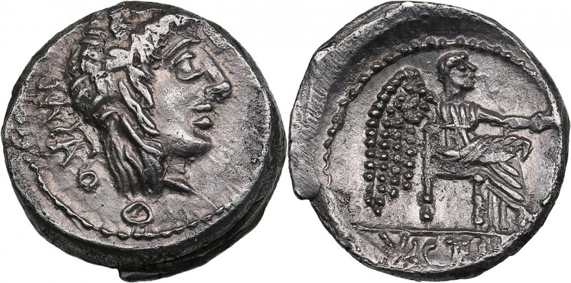 Roman Republic AR Quinario - Porcia. M. Porcius Cato (89 BC)
2.03g. 14mm. AU/UNC...