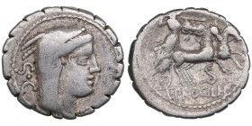 Roman Republic, Rome AR Denarius serratus - Procilia ca. 80 BC
3.83g. 19mm. VF/F S • C (Senatus Consulto) / L PROCILI F (Lucius Procilius Filius). RCV...