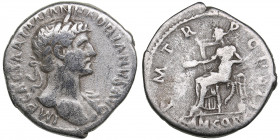 Roman Empire AR Denarius - Hadrian (117-138 AD)
3.15g. 18mm. VF/VF IMP CAESAR TRAIAN HADRIANVS AVG/ P M TR P COS III, Concordia enthroned to left.