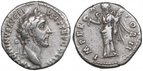 Roman Empire AR Denarius - Antoninus Pius (138-161 AD)
3.27g. 17mm. VF/VF ANTONINVS AVG PIVS P P TR P COS III/ IMPERATOR II S C, Victory flying right.