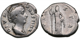 Roman Empire AR Denarius - Diva Faustina I (wife of A. Pius) (141-161 AD)
3.40g. 18mm. F/F DIVA FAVSTINA/ AVGVSTA.