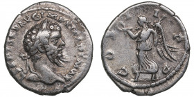 Roman Empire AR Denarius - Septimius Severus (193-211 AD)
2.70g. 19mm. VF/VF L SEPT SEV AVG IMP XI PART MAX/ COS II P P, Victory advancing left.
