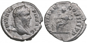 Roman Empire AR Denarius - Septimius Severus (193-211 AD)
2.93g. 19mm. VF/VF SEVERVS PIVS AVG/ P M TR P XI COS III PP Fortuna seated left.