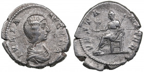 Roman Empire AR Denarius - Julia Domna (wife of S. Severus) (193-217 AD)
3.25g. 20mm. VF/VF IVLIA AVGVSTA/ VESTA MATER, Vesta seated to left.