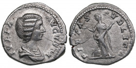 Roman Empire AR Denarius - Julia Domna (wife of S. Severus) (193-217 AD)
3.26g. 19mm. VF/VF IVLIA AVGVSTA/ PIETAS AVGG, Pietas standing facing
