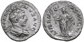 Roman Empire AR Denarius - Elagabalus (219-220 AD)
3.43g. 19mm. VF/VF IMP ANTONINVS AVG/ LIBERALITAS AVG II, Libertas standing to left.