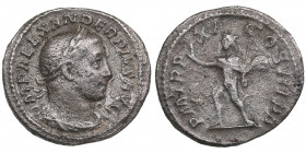 Roman Empire AR Denarius - Severus Alexander (232-235 AD)
2.50g. 20mm. VF/VF IMP ALEXANDER PIVS AVG/ P M TR P XI COS III P P, Sol walking to left.