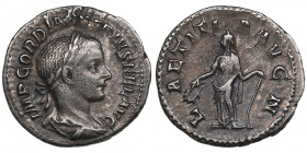 Roman Empire AR Denarius - Gordian III (238-244 AD)
2.84g. 20mm. VF/VF IMP GORDIANVS PIVS FEL AVG/ LAETITIA AVG N, Laetitia standing left.