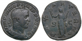Roman Empire Æ Sestertius 244-245 AD - Philip the Arab (244-249 AD)
20.62g. 30mm. VF/VF IMP M IVL PHILIPPVS AVG/ PAX AETERNA SC. SPINK 9002. Rome.