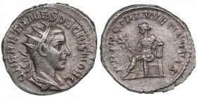 Roman Empire AR Antoninianus - Herennius Etruscus, as Caesar (250-251 AD)
4.17g. 22mm. XF/AU An attractive lustrous specimen. Q HER ETR MES DECIVS NOB...