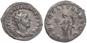 Roman Empire AR Antoninianus - Gallienus (253-268 AD)
4.37g. 23mm. XF/AU An attractive lustrous specimen. IMP C P LIC GALLIENVS AVG/ LIBERALITAS AVGG