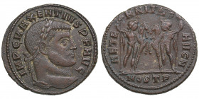 Roman Empire, Ostia Æ Follis - Maxentius (306-312 AD)
6.72g. 26mm. XF/AU IMP C MAXENTIVS P F AVG/ AETERNITAS AVG N - MOSTP. RIC 35.