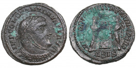 Roman Empire, Siscia Æ follis - Constantine I (307/310-337 AD)
3.13g. 19mm. XF/VF IMP CONSTANTINVS PF AVG, helmeted and cuirassed bust right / VICTORI...