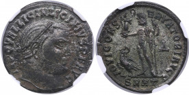 Roman Empire, Heraclea Bi Reduced Nummus - Licinius I (308-324 AD) - NGC AU
Magnificent lustrous specimen.