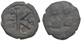 Byzantine AE Half Follis - Justin II and Sophia (565-578 AD)
6.65g. 24mm. VG/F