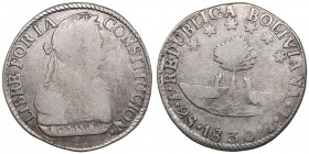 Bolivia 2 Soles 1830 - Simon Bolivar
6.59g. F/F