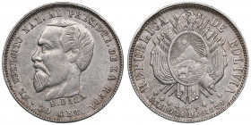 Bolivia 20 Centavos 1879 - Hilarión Daza Groselle (1840-1894)
4.57g. VF/XF