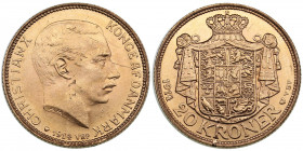 Denmark 20 kroner 1914
8.96 g. AU/UNC Mint luster. Gold.