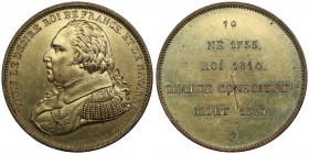 France Medal 1824 - Louis XVIII (1814-1824)
11.81g. 31mm. UNC/UNC Very beautiful lustrous specimen. LOUIS LE DESIRE ROI DE FRANCE ET DE NAVARRE/ 70 NE...