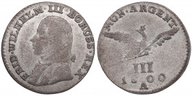 Germany, Prussia 3 groscher 1800 - Frederick William III (1797-1840)
1.27g. F/F
