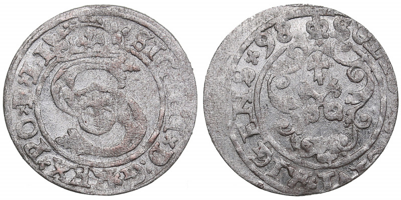 Riga, Poland solidus 1598 - Sigismund III (1587-1632)
1.03g. XF/XF Mint luster.