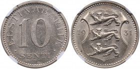 Estonia 10 senti 1931 - NGC MS 63
Mint luster. KM-12.