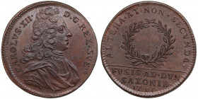 Latvia, Sweden medal Swedish victory over the combined Saxon-Polish and Russian armies near Riga on July 9, 1701.
7.31 g. 26mm. UNC/UNC Mint luster. A...