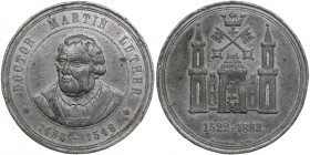 Latvia medal On the 400th birthday of Martin Luther. 1883
15.38g. 38mm. XF/AU Mint luster. Doctor Martin Luther 1483-1546. G. SCHUPPAN/ 1522-1883, E. ...