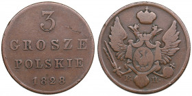 Russia, Poland 3 grosze 1828 FH
7.98g. VF/F Bitkin 1032.
