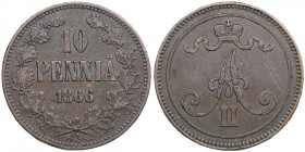 Russia, Finland 10 pennia 1866
12.68g. XF/VF Bitkin 652.
