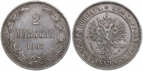 Russia, Finland 2 markkaa 1905 L
10.29g. VF/VF Bitkin 395 R1. Very rare!