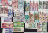 Lot of World paper money: Gambia, Turkey, Congo, Guinea-Bissau, Madagascar, Myanmar, Burma, Republic of Serbian Krajina, Yugoslavia, Brazil, Lebanon, ...