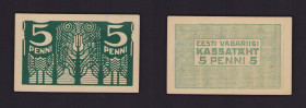 Estonia 5 penni ND (1919)
UNC. Pick 39a.