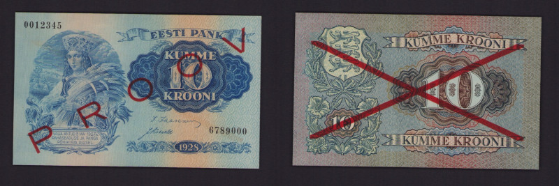 Estonia 10 krooni 1928 - Specimen
UNC. Pick 63s1.