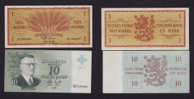 Finland 1 markka & 10 markkaa 1963 (2)
AU-UNC SOLD AS IS, NO RETURN.