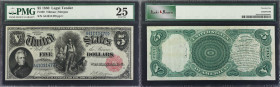 Fr. 80. 1880 $5 Legal Tender Note. PMG Very Fine 25.
Tillman - Morgan signature combination with small scalloped treasury seal.
Estimate: $ 300-500