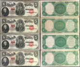 Lot of (4) Fr. 91. 1907 $5 Legal Tender Notes. Very Fine.
A quartet of VF condition Woodchopper notes. A small rust/stain spot is noticed in the bott...