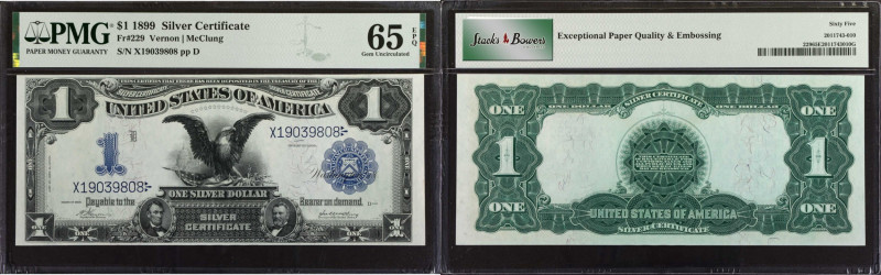 Fr. 229. 1899 $1 Silver Certificate. PMG Gem Uncirculated 65 EPQ.
A beautiful G...