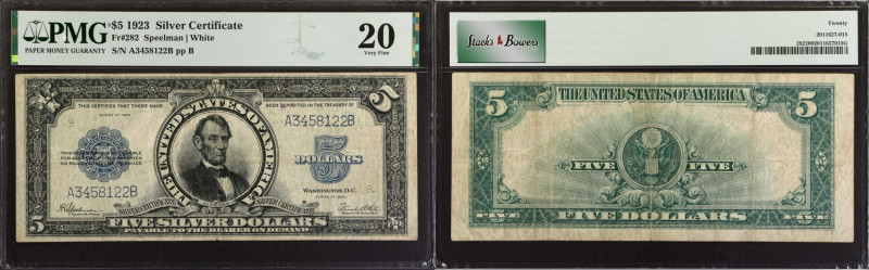 Fr. 282. 1923 $5 Silver Certificate. PMG Very Fine 20.
An always in demand Linc...