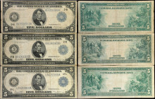 Lot of (3). Fr. 850, 851A & 891A. 1914 $5 Federal Reserve Notes. Very Fine.
A trio of $5 FRN's. Damage/issues are noticed.
Estimate: $ 200-300