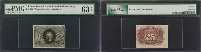 Fr. 1283. 25 Cent. Second Issue. PMG Choice Uncirculated 63 EPQ.
Without surcha...